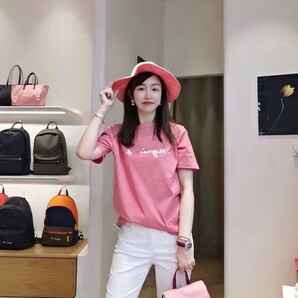 アニエスベー agnes b ロゴtシャツ ハート無地 半袖 薄手 ピンク