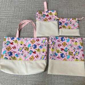 ハンドメイド バレリーナ レッスンバッグ 体操着袋 上履き入れ コップ袋