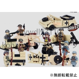 【送料無料】第二次世界大戦　8体　車両武器つきセット　戦争軍人軍隊マンミニフィグ LEGO 互換 ブロック ミニフィギュア レゴ 互換