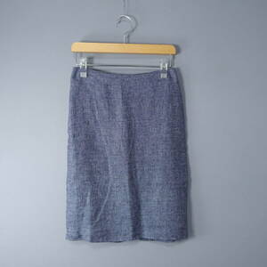 GIORGIO ARMANI/38/ Italy made /linen100% skirt / navy × purple / lady's / tight 