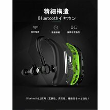 ブルートゥースイヤホン Bluetooth 5.2 ワイヤレスイヤホン 耳掛け型 ヘッドセット 片耳 最高音質 日本語音声通知 ハンズフリー 180 14360a_画像4