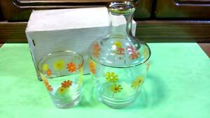 水差し　デイジー花柄　昭和レトロポップ アデリアグラス ADERIA GLASS 　石崎硝子 保管品　新品