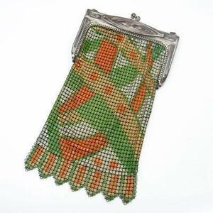  antique Whiting&Davis metal mesh bag ( orange series )