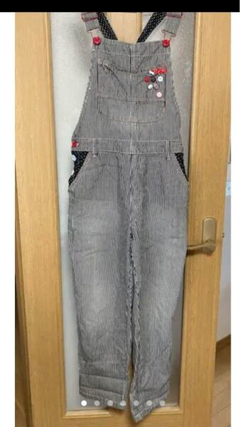 新品 可愛い ヒッコリー オーバーオール サロペット デニム