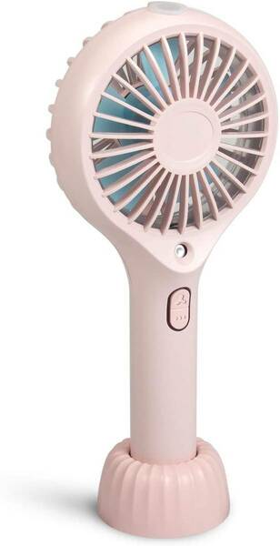 携帯型噴霧扇風機3色LEDライトデスクトップ 加湿機能2000mAh5枚羽根大風量3レベル調整連続スプレー急速冷却 (ピンク色)