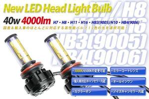 LED HB3(9005) 40w LEDフォグランプバルブ(12V・24V対応）（キャンセラー内蔵）（イエロー・ホワイト変更可）（輸入車対応）送料無料