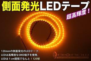 側面発光LEDテープ 高密度 1200mm 黒ベース・オレンジLED