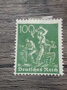 希少　アンティーク切手　未使用　ドイツ　1921年　労働者.炭鉱夫モチーフ　