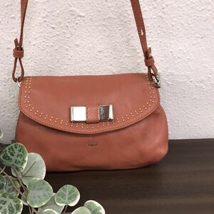 [4456] Chloe leather studs diagonal shoulder bag, nine, Chloe, Bag, bag