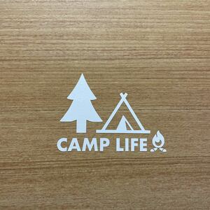 62. 【送料無料】Camp Life 焚き火 カッティングステッカー キャンプ 木 アウトドア CAMP 【新品】
