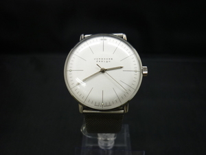 【腕時計】　JUNGHANS　ユンハンス　《マックスビル》　手巻き式　アナログ三針　シルバーカラー　027・3004・44M　SY01-V43