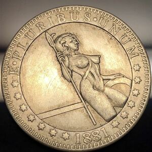 A77 アメリカ 1881年 裸女 大型硬貨 記念メダル　1ドル　古錢 重目22.40g