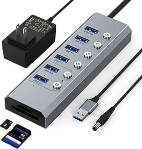 Elecife USB 3.0 ハブ 電源付き 8in1 2022 HUB USBポート SD/TFカードリーダ 5Gbps高速