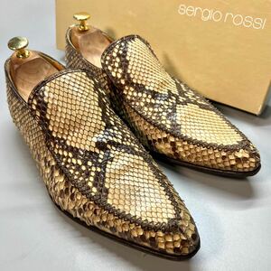 Sergio Rossi セルジオロッシ　ダイヤモンドパイソン　ヘビ革　ローファー　革靴　7 1/2 26.0cm メンズ　シューズ　靴