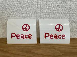 ■ peace ピース ☆ 平和 ステッカー シール デコ■レッド 2シートセット