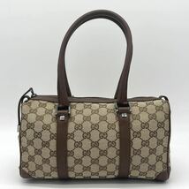 1円●極美品●GUCCI オールド グッチ●ハンド トート ミニボストン バッグ●レザー キャンバス●GG ロゴ●ブラウン 茶●メンズ レディース_画像3