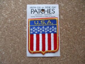 80s Patches米国アメリカU.S.A.国旗 星条旗ビンテージ刺繍ワッペン/旗Aエンブレム米国製made in USA旅行スーベニア アップリケ土産パッチ