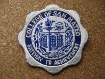 70s サンマテオ大学COLLEGE OF SAN MATEO エンブレム刺繍ワッペン/カリフォルニアCSMビンテージPATCHESカレッジ ブレザーIVYアイビー_画像1