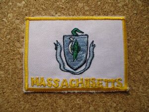 70s アメリカ マサチューセッツ州MASSACHUSETTS州旗 ワッペン/手振りビンテージ横振り刺繍バックパッカー観光お土産アメリカUSAパッチ