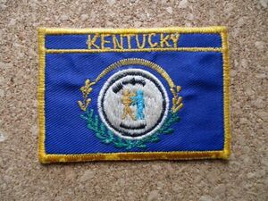 70s アメリカ ケンタッキー州KENTUCKY州旗 ワッペン/手振りビンテージ横振り刺繍バックパッカー観光お土産ミリタリー旅行アメリカUSAパッチ