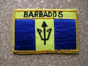 70s バルバドス BARBADOS国旗 ワッペン/ラテンアメリカ手振りビンテージ横振り刺繍バックパッカー観光お土産ミリタリー旅行カリブ海パッチ