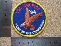 80s ロサンゼルス LOS ANGELES 84 YEAR OF THECHAMPIONビンテージ刺繍ワッペン/白頭鷲アメリカ鷲ロス旅行USA西海岸アップリケ土産パッチ_画像8