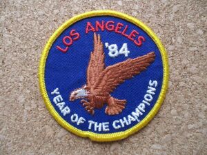 80s ロサンゼルス LOS ANGELES 84 YEAR OF THECHAMPIONビンテージ刺繍ワッペン/白頭鷲アメリカ鷲ロス旅行USA西海岸アップリケ土産パッチ