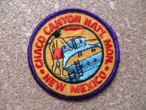 80s チャコ文化国立歴史公園CHACO CANYON NAT'L MON NEW MEXICO刺繍ワッペン/チャコ文化ビンテージ土産アップリケUSAインディアン世界遺産