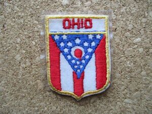 80s オハイオ州 OHAIO 刺繍ワッペン/州旗ビンテージVoyager旅行アメカジ観光スーベニア土産アップリケUSAパッチ