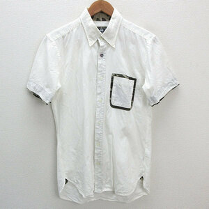 s■ビームス/BEAMS HEART リネンブレンド 半袖BDシャツ【L】白/MENS/13【中古】