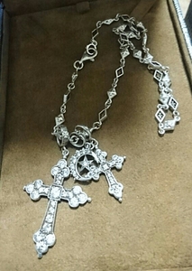 Подлинные красивые товары Lorley Lodkin Gothic Cross Half Moon Chain 4 -Piece Set Silver Jewelry 925 Гарантия коробки