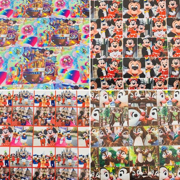 ディズニー 実写 柄合皮シート ハギレ 20×34 4枚セット