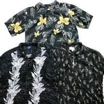 ◎黒アロハシャツ set ハイビスカス パイナップル 他 (メンズ2XL) 10枚セット まとめ売り 古着卸 1円スタート 最落なし MG7159_画像5