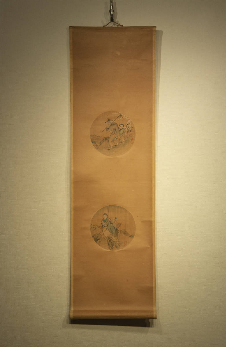 仇英 (款) 人物図 立軸 模写 古画 中国 絵画, 美術品, 書, 掛軸