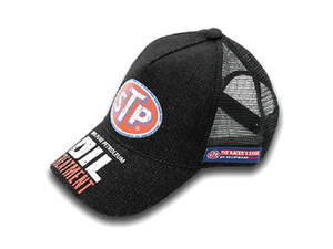 STP（エスティーピー）ダメージロゴプリント メッシュキャップ,帽子,ブラック