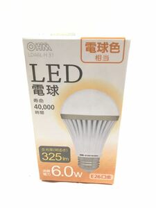 LED電球 E26口金 電球色相当 寿命40000時間 消費電力6.0w 325lm OHM LDA6L-H31