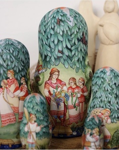 Art hand Auction Russian Goods☆Icon Matryoshka Folktale Berendeevka and its Inhabitants (5P) H16.5cm Made by Olga Kovrov Workshop, Handmade items, interior, miscellaneous goods, ornament, object