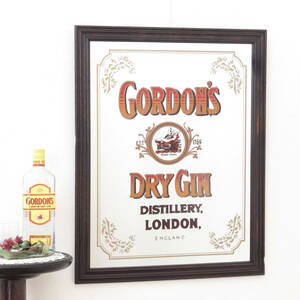 ビンテージパブミラー/ゴードン ドライ ジン (GORDON’S DRY GIN) /壁掛け鏡/店舗什器/ディスプレイ/インテリア雑貨/内装/装飾/A-4466-15