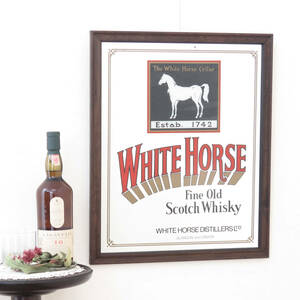 ビンテージ パブミラー 　WHITE HORSE（ホワイトホース）スコッチウィスキー　A-4466-14