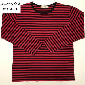 ボーダー Tシャツ Lサイズ Pinc Ponc ピンクポンク ロンT 赤 古着 長袖 程度良好