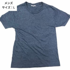 Tシャツ UNTASH アンタッシュ トライブレンドＴシャツ 夏服 夏物 半袖 クルーネック 丸首 Lサイズ 青 ネイビー 古着 程度良好