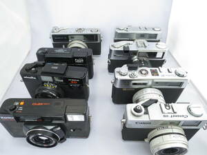 コンパクトカメラ まとめて8台 ジャンク品 Canon/MINOLTA/OLYMPUS/RICOH/YASHICA/Konica　Canonet 28/35-LE/HI-MATIC 7 SD/C35 MFDなど