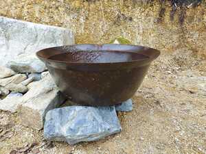 レトロ　当時物大鍋 鉄鍋　炊き出し　調理器具　古民具 外径約70cm ジャンク　