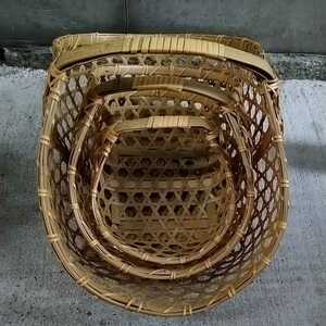 竹かご 天然素材 編み　大、中、小セット 中古　タンス整理品