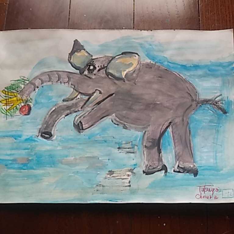水彩大象 2, 绘画, 水彩, 动物画