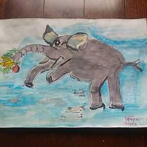 Art hand Auction Акварельный слон 2, Рисование, акварель, Картины животных