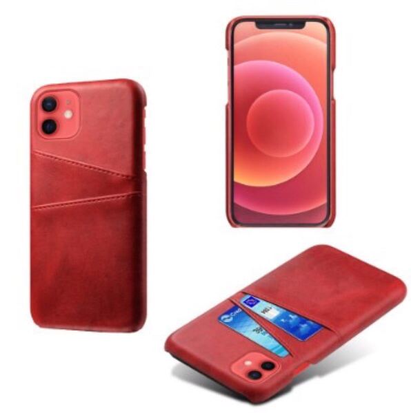 iPhone12 iPhone12pro スマホケース レザー調 レッド