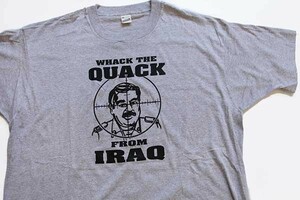 デッドストック★80s USA製 WHACK THE QUACK FROM IRAQ サダム フセイン Tシャツ 杢グレー XL★ビンテージ オールド イラク 大統領