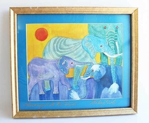 Art hand Auction ★ Betsey Fowler se doucher avec mes amis Art encadré en bois ★ Cadre mural à suspendre Jim Elephant Animal Zoologist, ouvrages d'art, peinture, autres