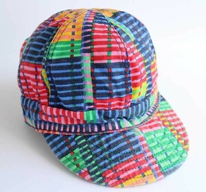 *70s USA made KROMER total pattern cotton Work cap 7 3/8*B Vintage Old geometrical pattern unisex lady's Kids 